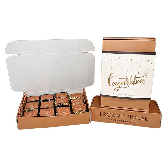"Congratulations" Brownie Gift Box (3, 4, 6, 8, 12 or 24 Gourmet Brownies)