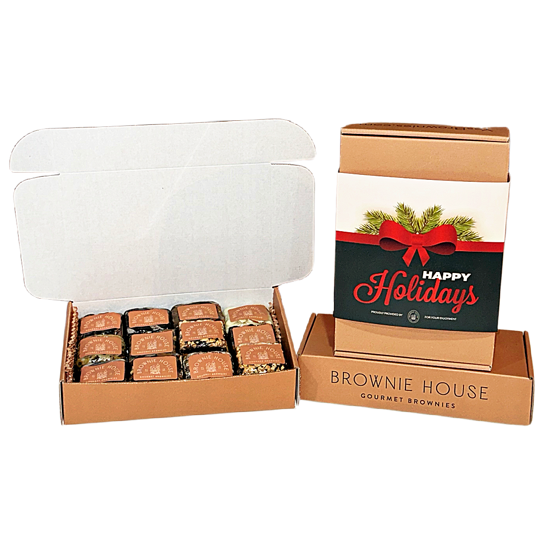 Happy Holidays Gift Box (12 or 24 Gourmet Brownies)